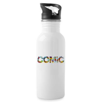 COMIC GESCHENK - Trinkflasche mit integriertem Trinkhalm - Weiß - Rechts