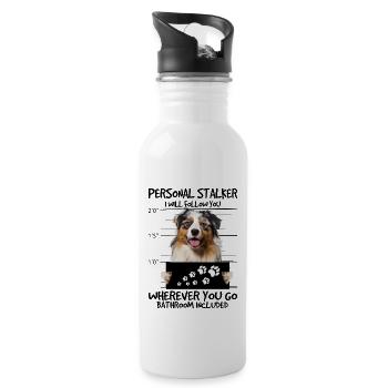 Australian Shepherd - Water bottle with straw - white - Right