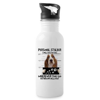 Basset Hound - Trinkflasche mit integriertem Trinkhalm - Weiß - Rechts
