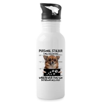 Chihuahua - Trinkflasche mit integriertem Trinkhalm - Weiß - Rechts