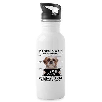 Shih Tzu - Trinkflasche mit integriertem Trinkhalm - Weiß - Rechts