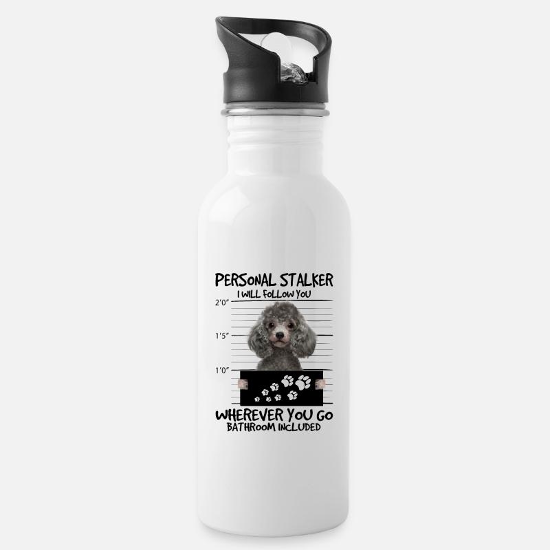 Pudel - Trinkflasche mit integriertem Trinkhalm - Weiß