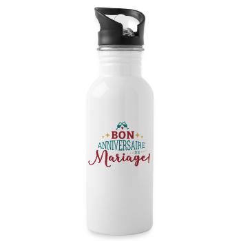 wedding anniversary - Water bottle with straw - white - Right