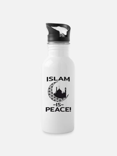 Islam - Trinkflasche mit integriertem Trinkhalm - Weiß