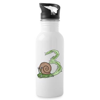 Escargot 3e anniversaire - cadeau 3 ans - Gourde avec paille intégrée - blanc - Droite