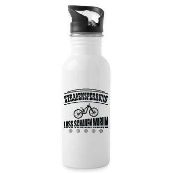 Straßensperrung EBiker MTB Lustig Radfahrer Spruch - Trinkflasche mit integriertem Trinkhalm - Weiß - Rechts