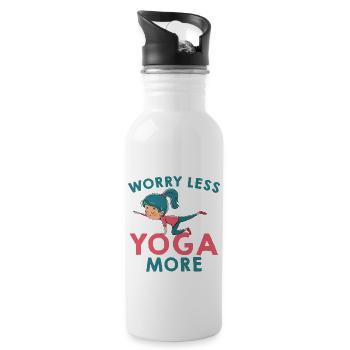 Yoga relieves worries saying - Water bottle with straw - white - Right