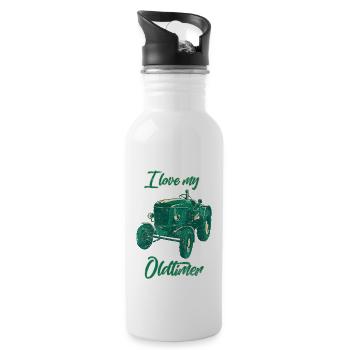I love my Oldtimer Traktor - Trinkflasche mit integriertem Trinkhalm - Weiß - Rechts