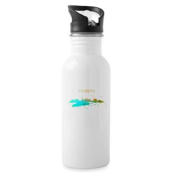 Amsterdam Skyline Art - Water bottle with straw - white - Right