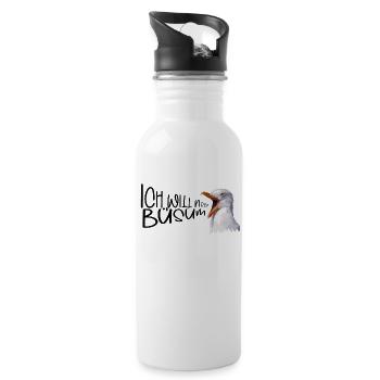 Büsum Urlaub Möwe Nordsee Küste Geschenk - Trinkflasche mit integriertem Trinkhalm - Weiß - Rechts