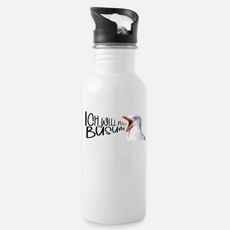 Büsum Urlaub Möwe Nordsee Küste Geschenk - Trinkflasche mit integriertem Trinkhalm - Weiß