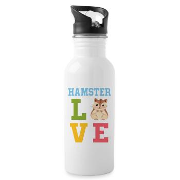 Lapin hamster mignon - Gourde avec paille intégrée - blanc - Droite