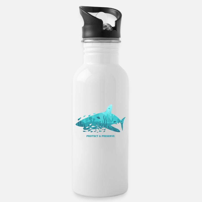 Hai Haie Artenschutz Naturschutz Tierschutz Idee - Trinkflasche mit integriertem Trinkhalm - Weiß