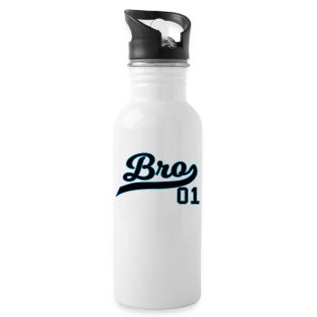 Bro 01 brother number one sibling gift - Water bottle with straw - white - Right