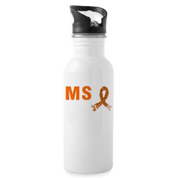 Bewusstsein für Multiple Sklerose MS geht mir auf die Nerven - Trinkflasche mit integriertem Trinkhalm - Weiß - Rechts