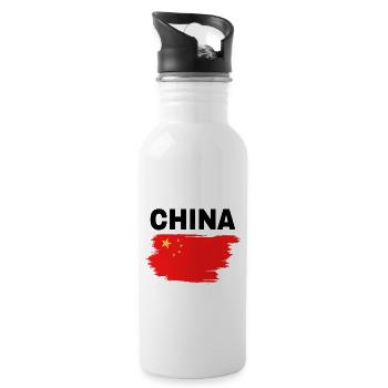 China - Trinkflasche mit integriertem Trinkhalm - Weiß - Rechts