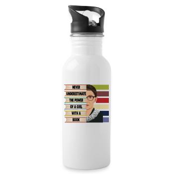 Ruth Bader Ginsburg's Quote Never Estimate The Gir - Water bottle with straw - white - Right