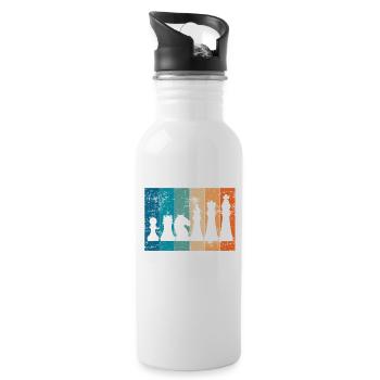 Chess Chessboard Checkmate King Retro Gift - Water bottle with straw - white - Right