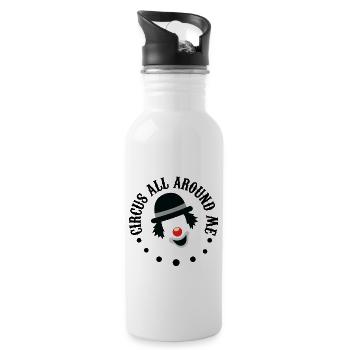 Zirkus und ein schöner Clown - Trinkflasche mit integriertem Trinkhalm - Weiß - Rechts