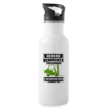 Staplerfahrer - Trinkflasche mit integriertem Trinkhalm - Weiß - Rechts