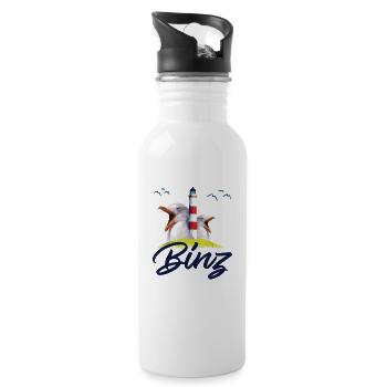 Binz Ostsee Rügen Sommerurlaub Küste Geschenke - Trinkflasche mit integriertem Trinkhalm - Weiß - Rechts
