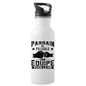 Parrain et Filleule Cadeau - Gourde avec paille intégrée - blanc - Droite