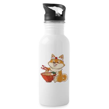 Ramen Shiba Inu Japon chien de soupe de nouilles cadeau - Gourde avec paille intégrée - blanc - Droite