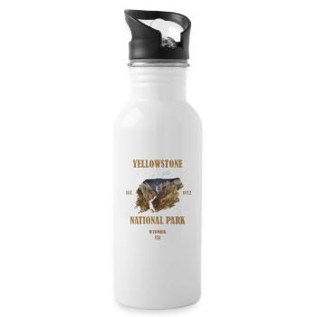 Yellowstone National Park - Water bottle with straw - white - Right