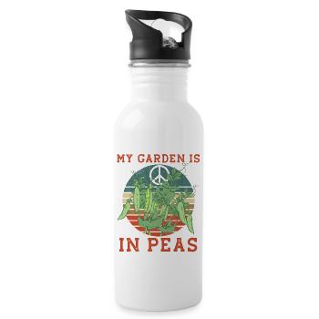 Peas Erbsen lustig Erbse Garten Spruch Geschenk - Trinkflasche mit integriertem Trinkhalm - Weiß - Rechts