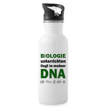 Biologie Lehrer DNA Biologe Bio - Trinkflasche mit integriertem Trinkhalm - Weiß - Rechts