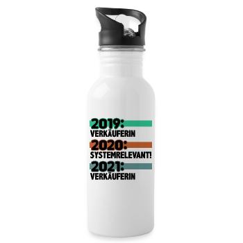 Verkäuferin Kassiererin - Trinkflasche mit integriertem Trinkhalm - Weiß - Rechts