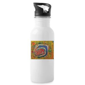 hundert wasser - kunst - Trinkflasche mit integriertem Trinkhalm - Weiß - Rechts