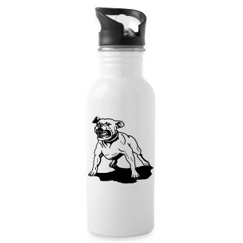 pitbull, staffordshire terrier - Water bottle with straw - white - Right