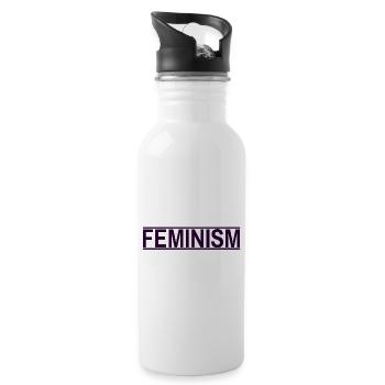 feminism - Water bottle with straw - white - Right