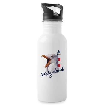 Helgoland North Sea Island Vacation Gift - Water bottle with straw - white - Right