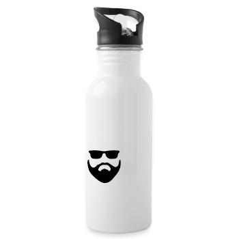 Beard hipster - Water bottle with straw - white - Right