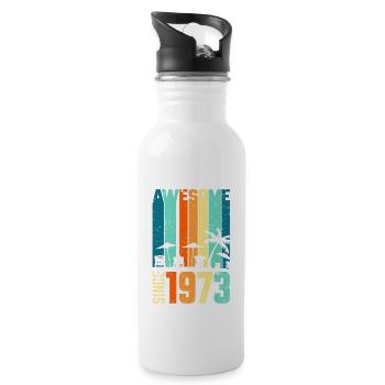 Awesome since 1973 Geburtstag Jahrgang Geschenk - Trinkflasche mit integriertem Trinkhalm - Weiß - Rechts