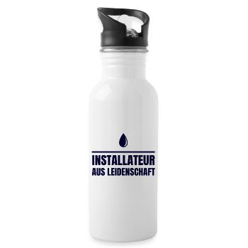 Gas Wasser Installateur - Trinkflasche mit integriertem Trinkhalm - Weiß - Rechts