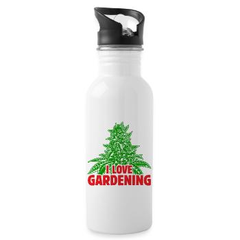I love garding Weed - Trinkflasche mit integriertem Trinkhalm - Weiß - Rechts