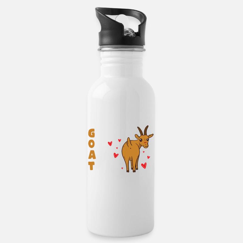 Chèvre - Gourde avec paille intégrée - blanc