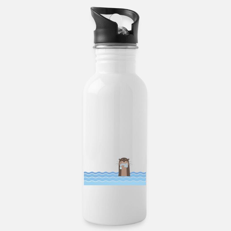 Otter Love Each Otter niedlich Tier Geschenkidee - Trinkflasche mit integriertem Trinkhalm - Weiß