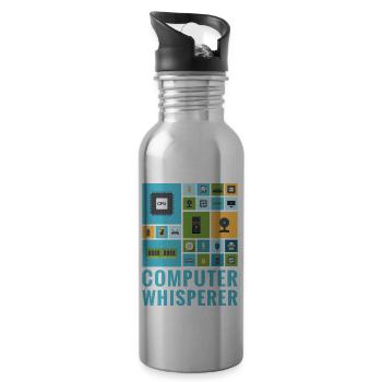 Computer Whisperer Lustiger IT Tech Support Helpdesk - Trinkflasche mit integriertem Trinkhalm - Lightsilver - Rechts