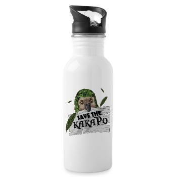 Kakadu Vogel Kakapo tropisch Dschungel Spruch - Trinkflasche mit integriertem Trinkhalm - Weiß - Rechts