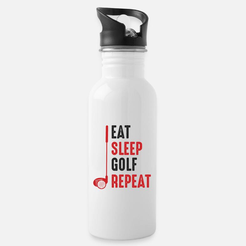 Eat Sleep Golf Repeat - Water bottle with straw - white