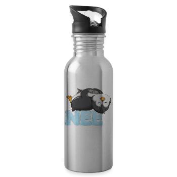 Fauler Pinguin Tierliebhaber Nee Pinguine Fisch - Trinkflasche mit integriertem Trinkhalm - Lightsilver - Rechts