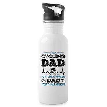 Vatertag Radfahren Papa Geschenk Herzschlag - Trinkflasche mit integriertem Trinkhalm - Weiß - Rechts