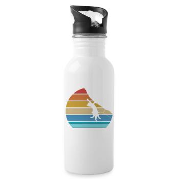 Retro Cat Climbing Meowtain Vintage Kletterer - Trinkflasche mit integriertem Trinkhalm - Weiß - Rechts