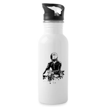 Motorcycle Lifestyle / Motorrad / Motorräder biker - Trinkflasche mit integriertem Trinkhalm - Weiß - Rechts