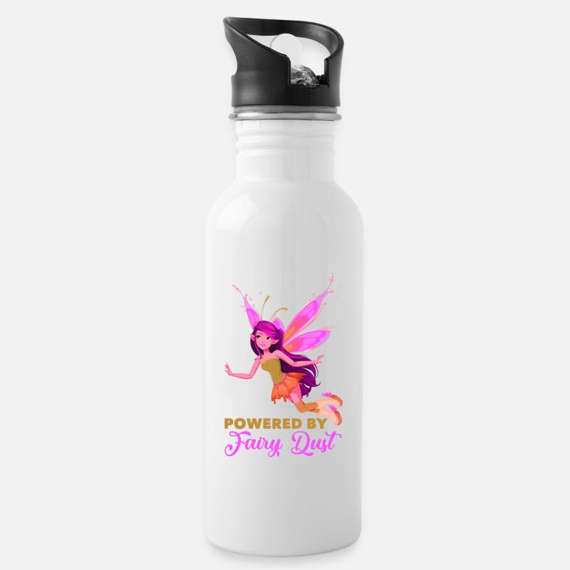 Fee Elfe Märchen - Trinkflasche mit integriertem Trinkhalm - Weiß