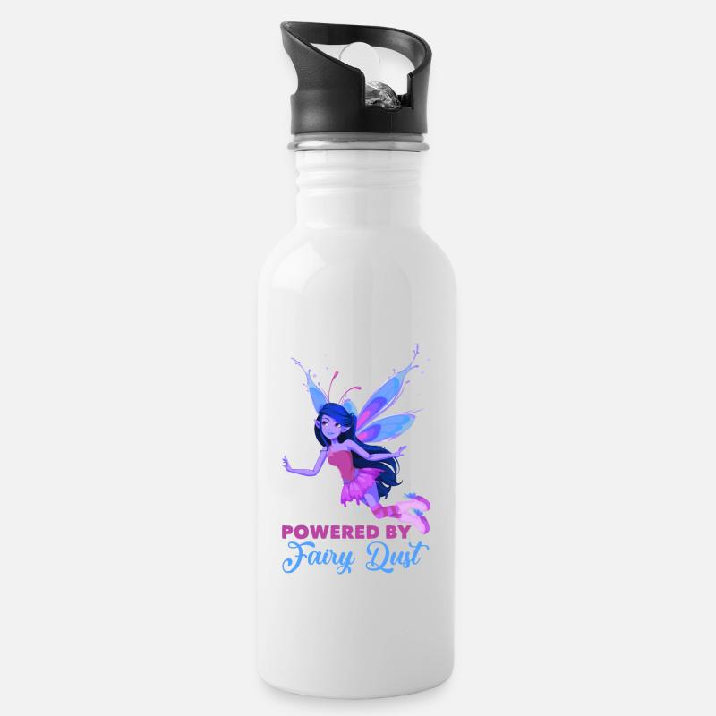 Fee Elfe Märchen - Trinkflasche mit integriertem Trinkhalm - Weiß